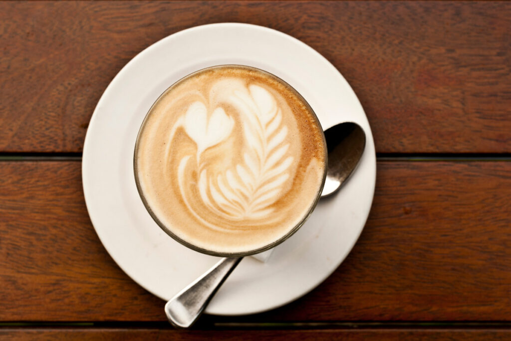 Flat White Coffee with Rosetta Pattern Latte Art