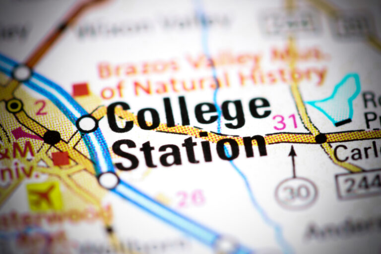 College Station, Texas, USA on a map