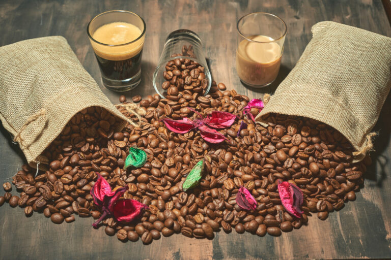 The Flavor Profile of Colombian Coffee Colombian coffee beans flowing out of burlap sacks